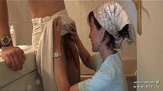 French seduces young guy with big cock and gets analyzed
